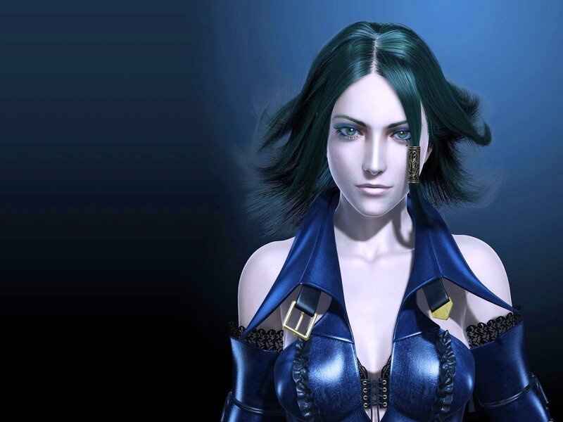 Female Character with Green Hair — Blue, Dramatic