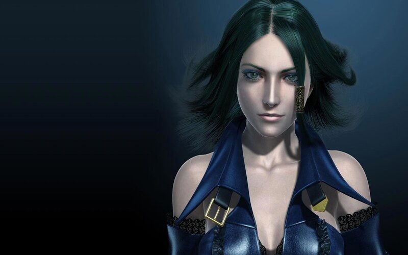 Female Character with Green Hair — Blue