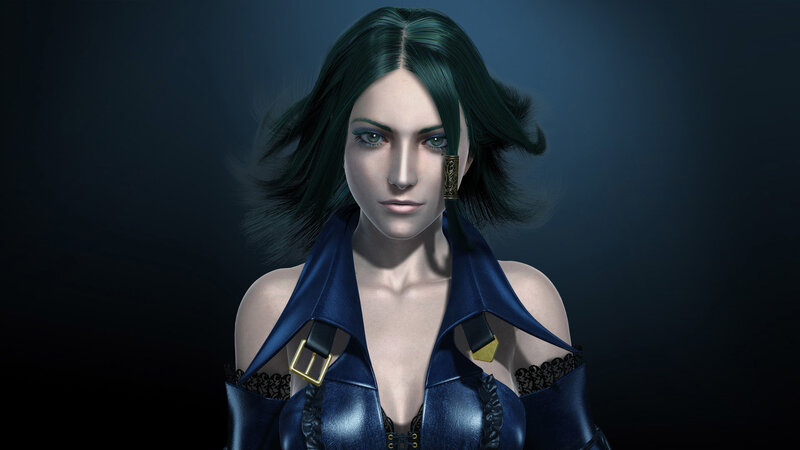 female character with green hair