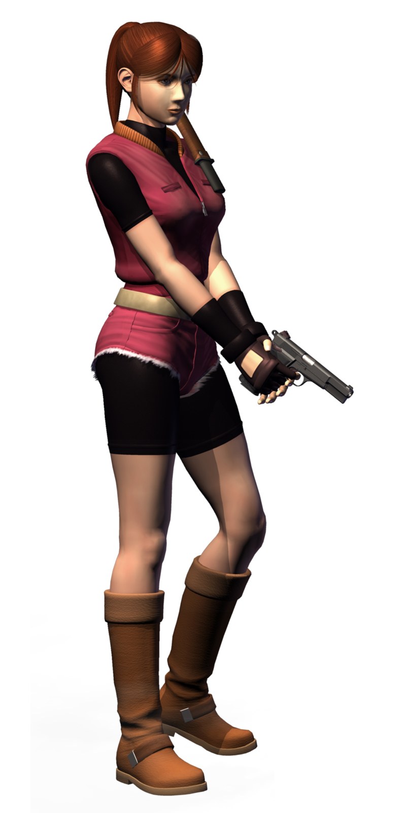 female character with gun