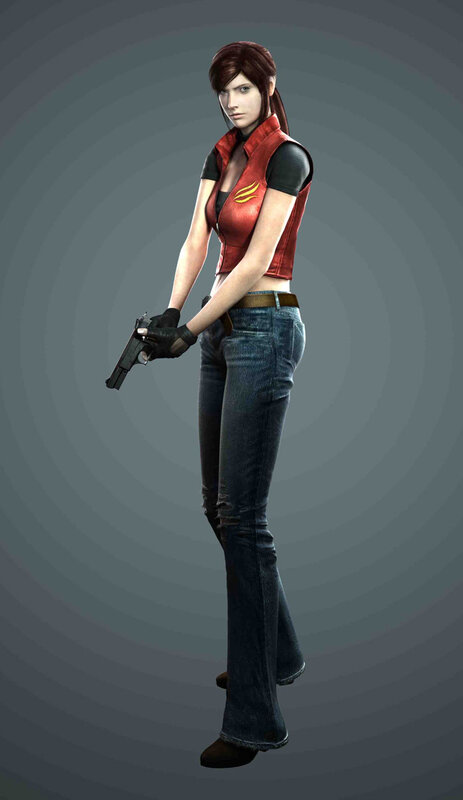 female character with gun