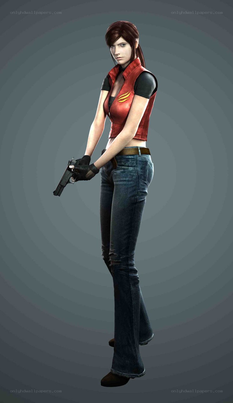 female character with gun