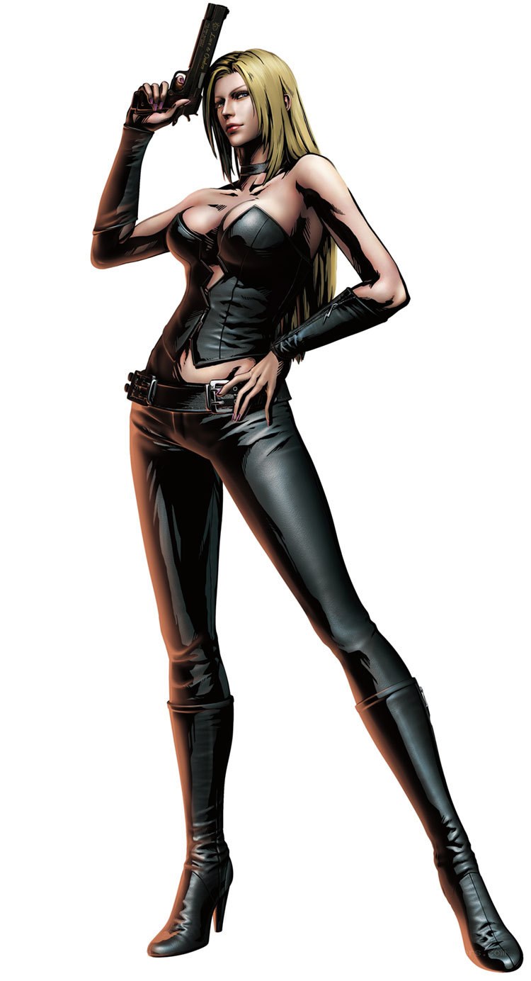 female character with gun