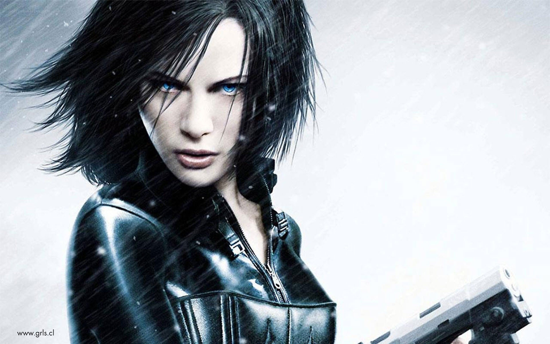 female character with gun