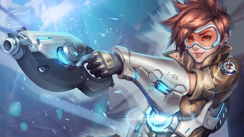 Female Character with Gun — Blue, Action