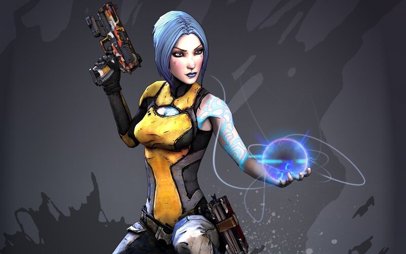 Female Character with Gun — Blue, Dramatic, Digital Art, Energy Ball