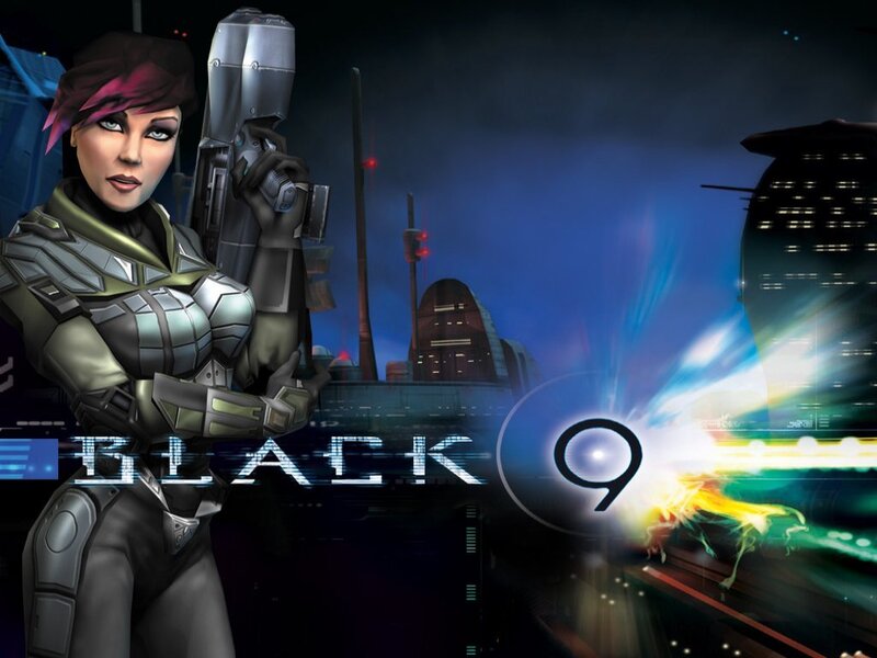 Female Character with Gun — Blue, Dramatic