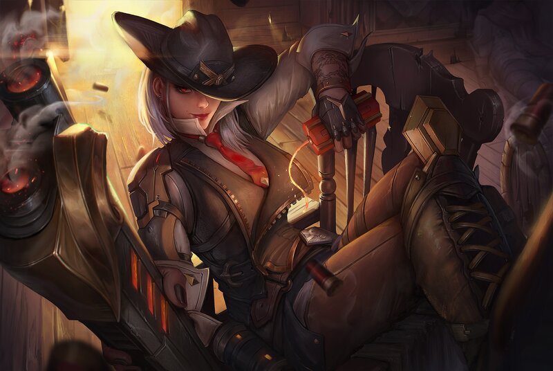 Female Character with Gun — Brown, Dramatic, Digital Art
