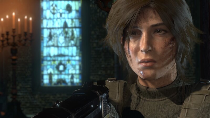 Female Character with Gun — Brown, Serious