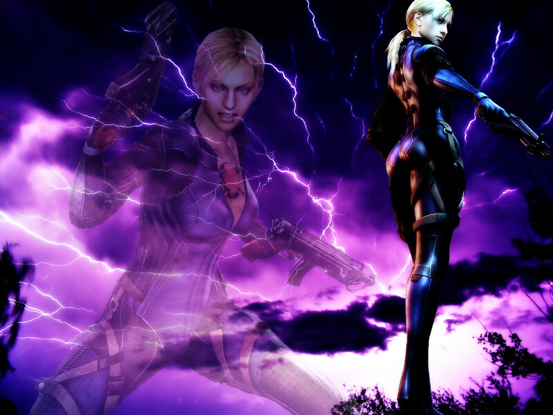 Female Character with Gun — Purple, Dramatic