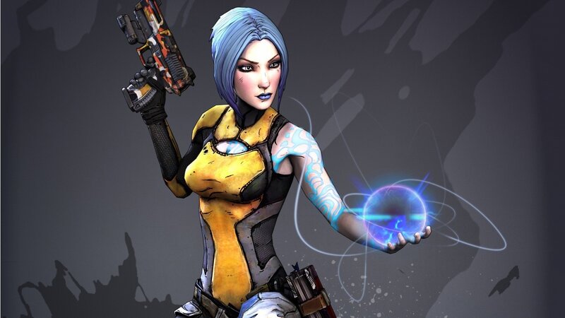 Female Character with Gun — Yellow, Dramatic