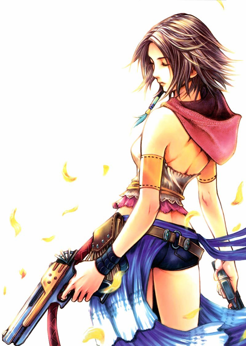 female character with guns