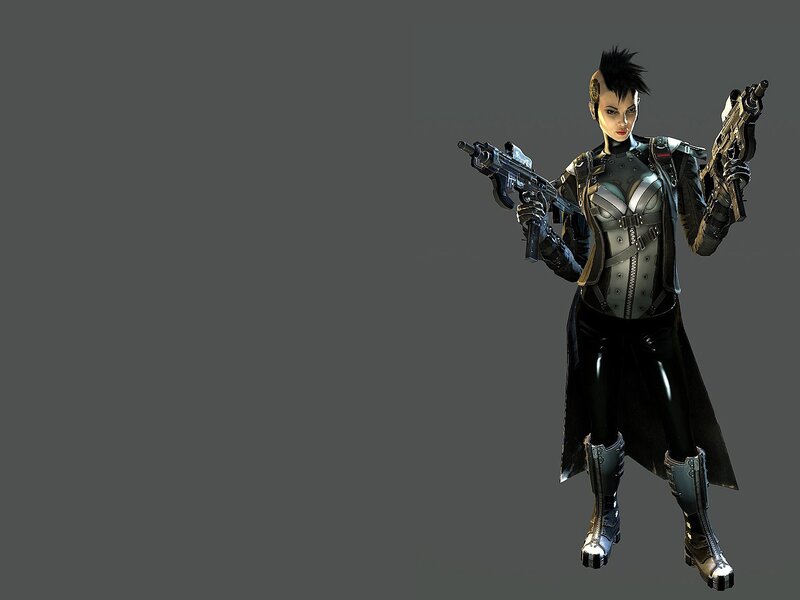 Female Character with Guns — Black, Confident