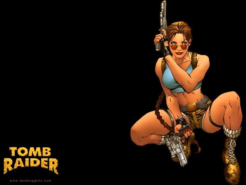 Female Character with Guns — Black, Dramatic, Comic