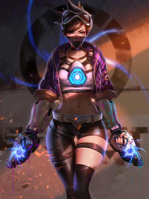 Female Character with Guns — Purple, Dramatic, Digital Art, Goggles