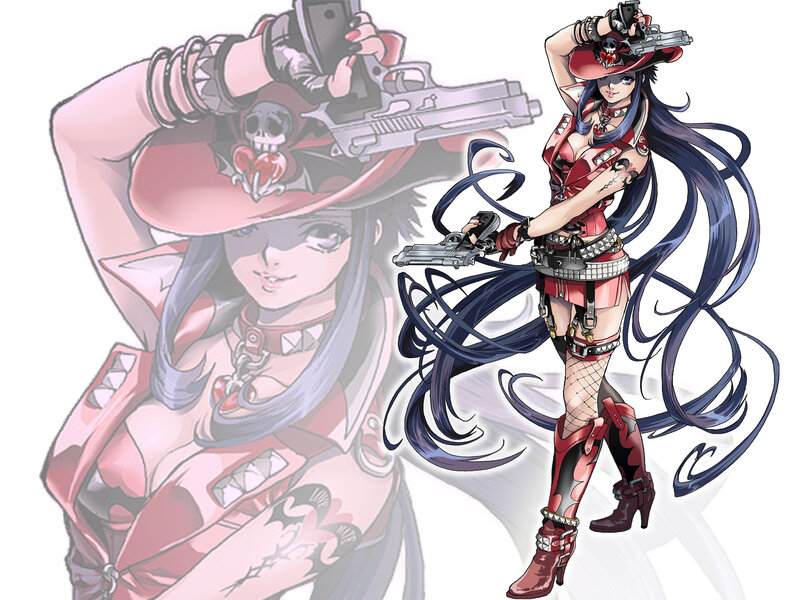 Female Character with Guns — Red