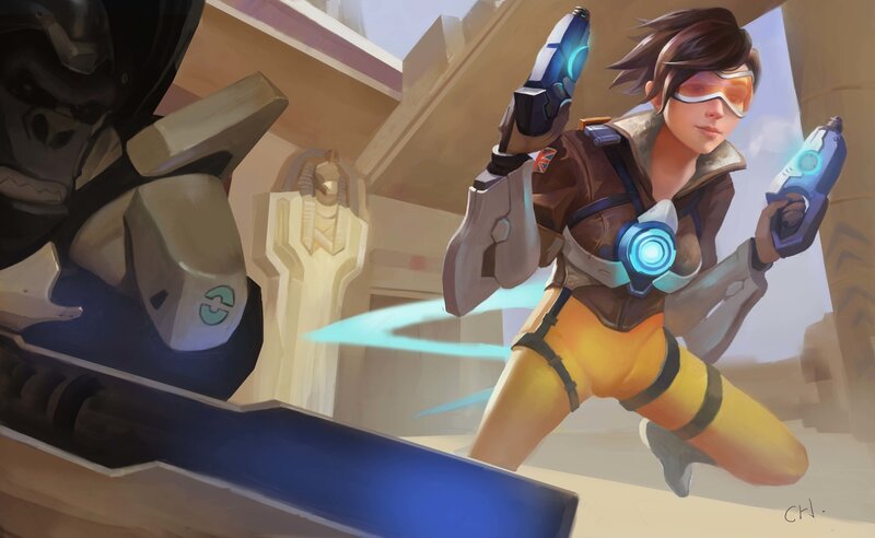 Female Character with Guns — Yellow, Action