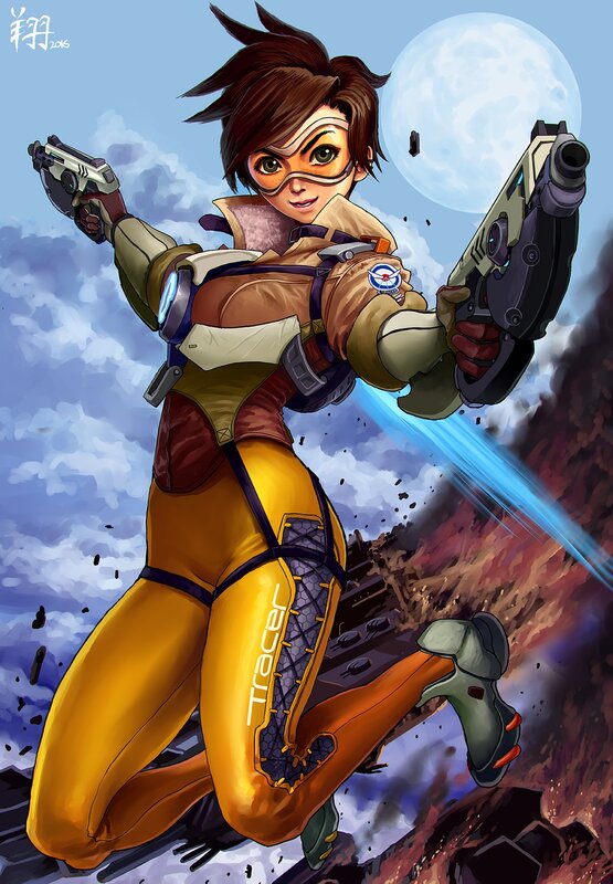 Female Character with Guns — Yellow