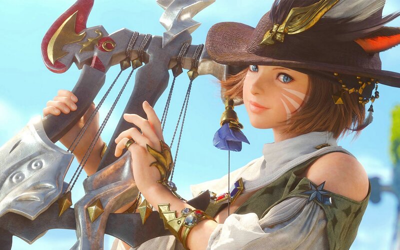 Female Character with Harp — Blue
