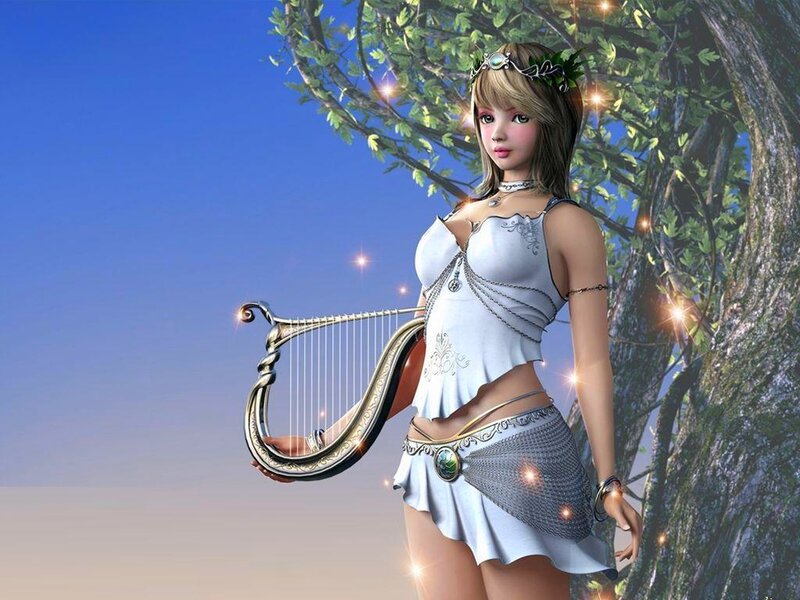 Female Character with Harp