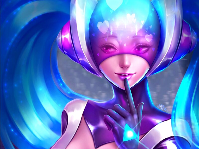Female Character with Headphones — Blue