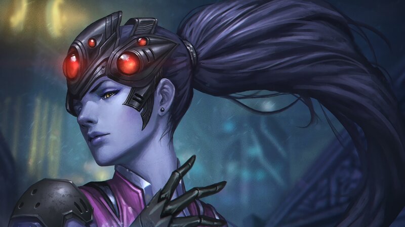 Female Character with Helmet — Purple, Dramatic