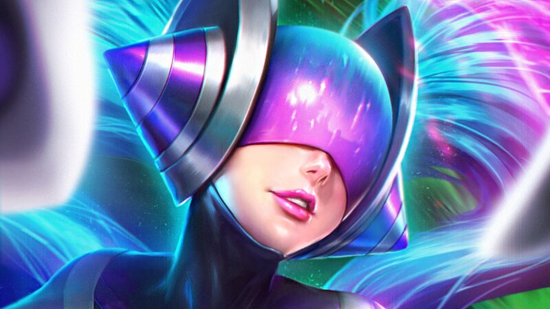 Female Character with Helmet — Purple