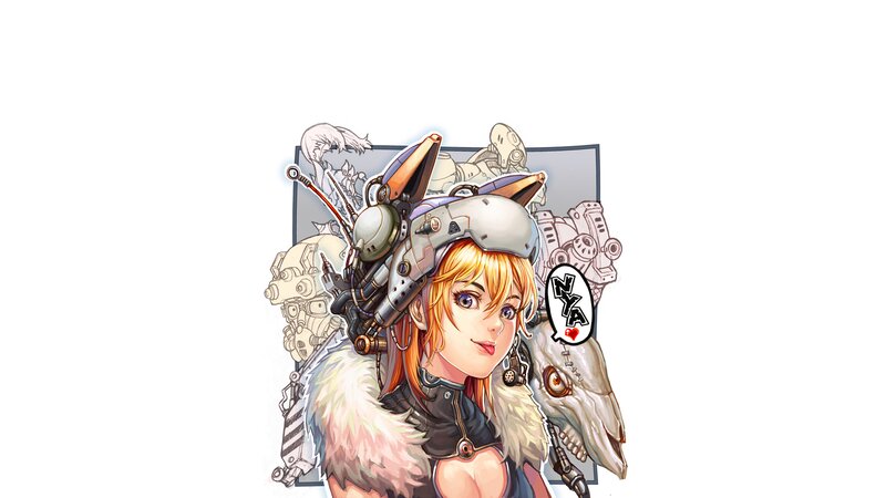 Female Character with Helmet — White, Determined