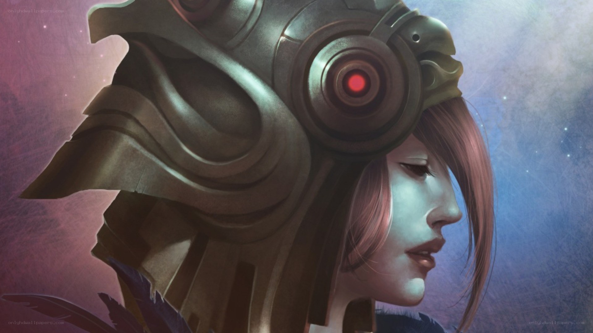 female character with helmet