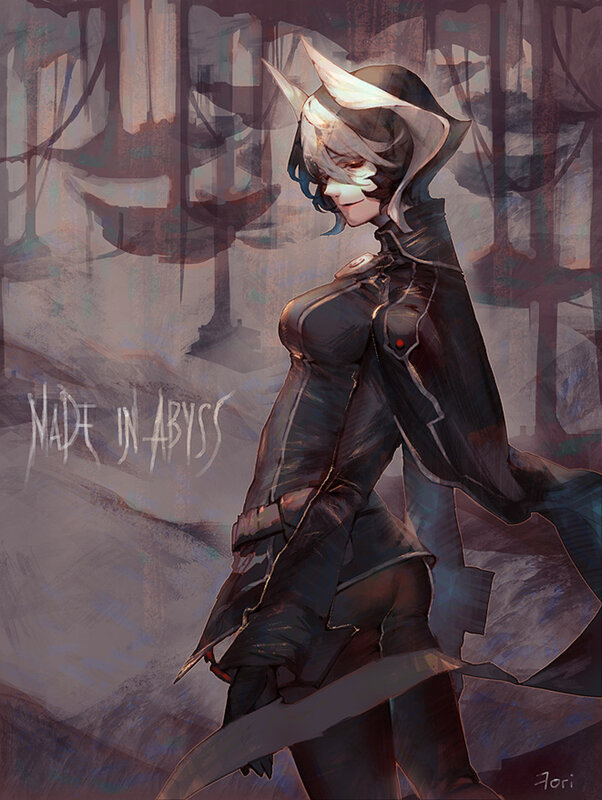 Female Character with Horns — Black, Dramatic, Digital Art, Forest