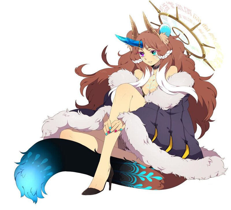 Female Character with Horns — Brown, Calm