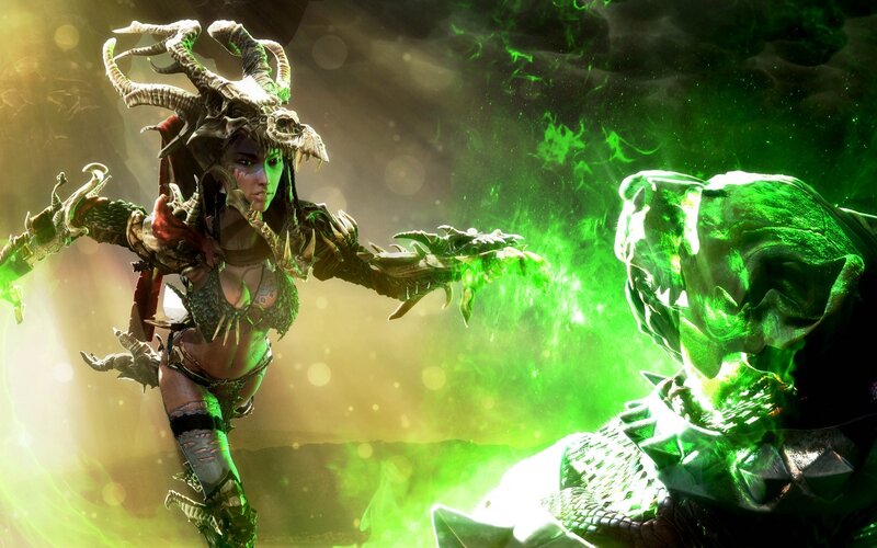 Female Character with Horns — Green
