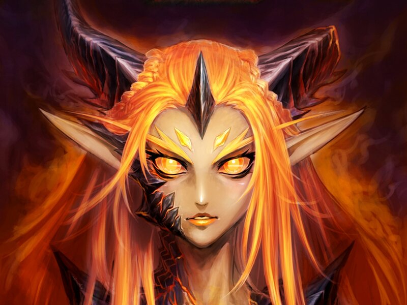 Female Character with Horns — Orange