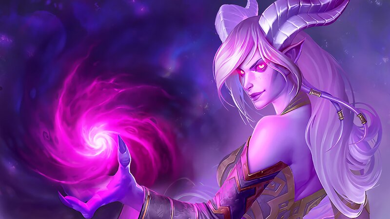Female Character with Horns — Purple, Dramatic, Digital Art, Magic, Purple Energy