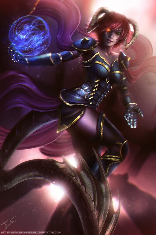 Female Character with Horns — Purple, Dramatic, Digital Art, Magic Sphere
