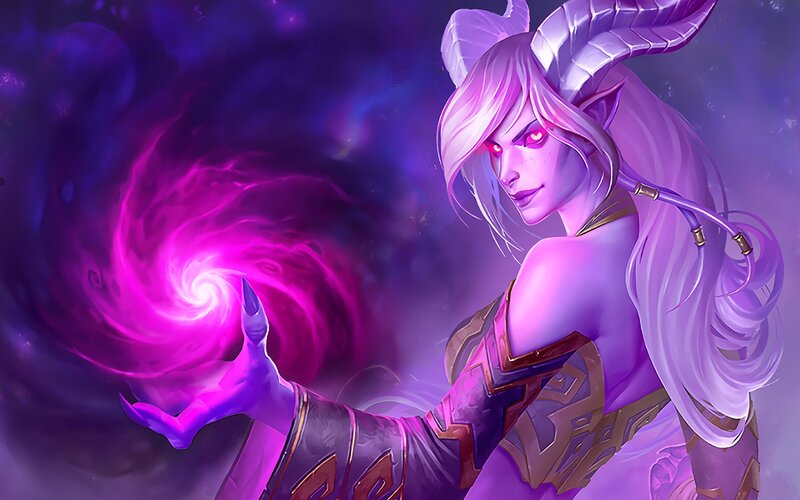 Female Character with Horns — Purple, Dramatic, Digital Art, Magic