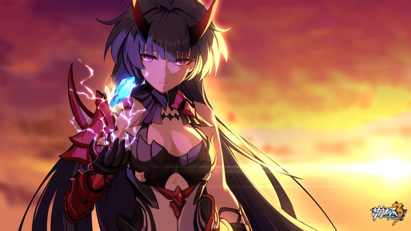 Female Character with Horns — Purple, Dramatic, Sunset