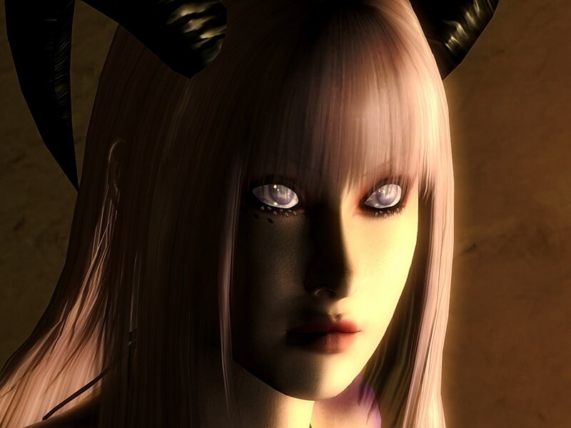 Female Character with Horns — White, Dramatic, 3d Render