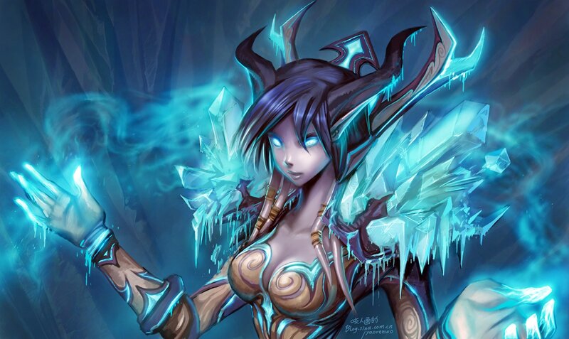 Female Character with Ice Powers — Blue