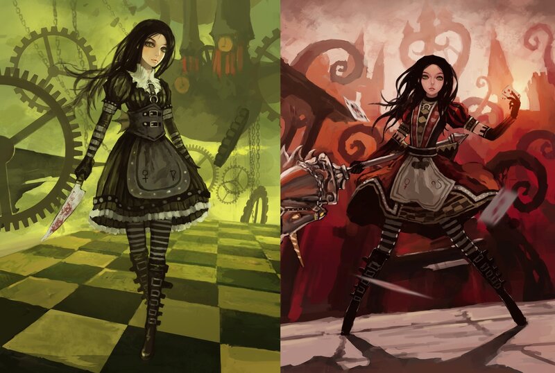 Female Character with Knife — Green