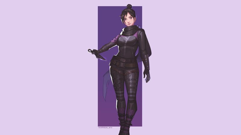 Female Character with Knife — Purple