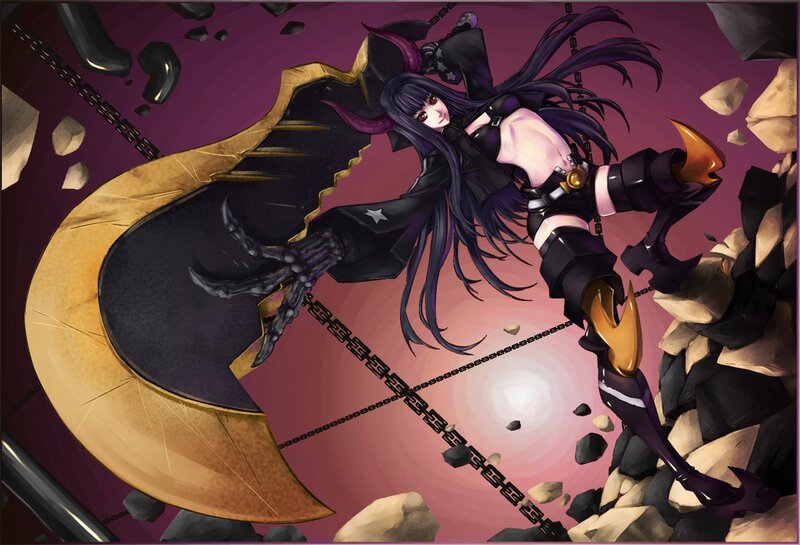 Female Character with Large Weapon — Purple