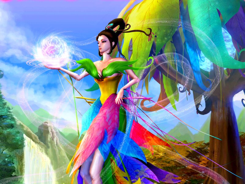 Female Character with Leaf Dress