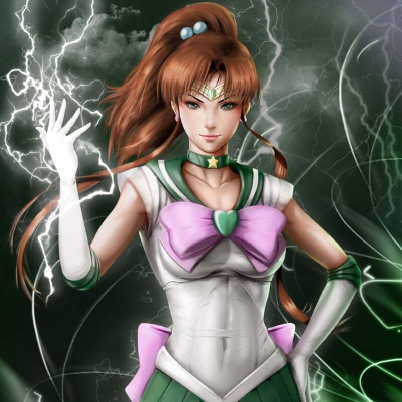 Female Character with Lightning — Green