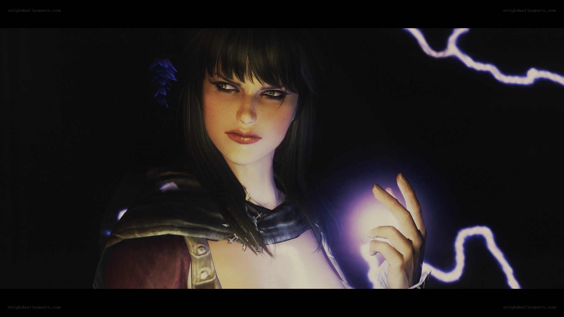 female character with lightning magic