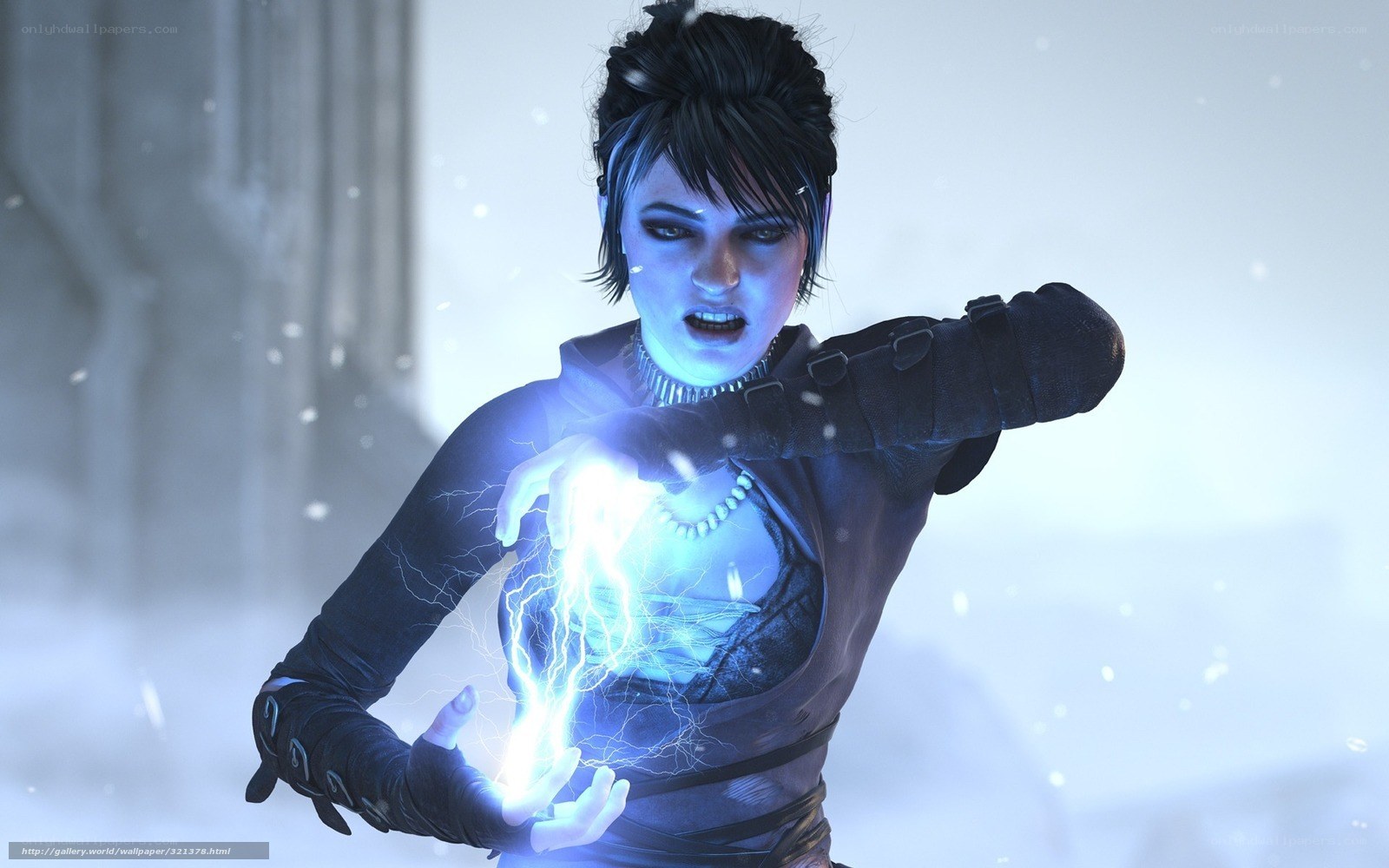 female character with lightning magic