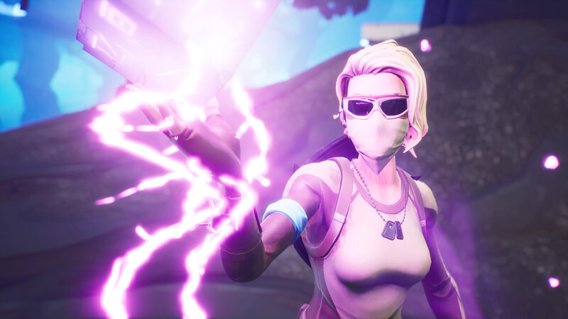 Female Character with Lightning — Purple, Dramatic, 3d Render