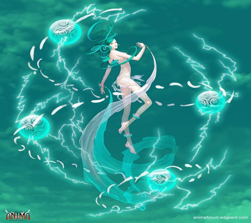Female Character with Lightning — Teal