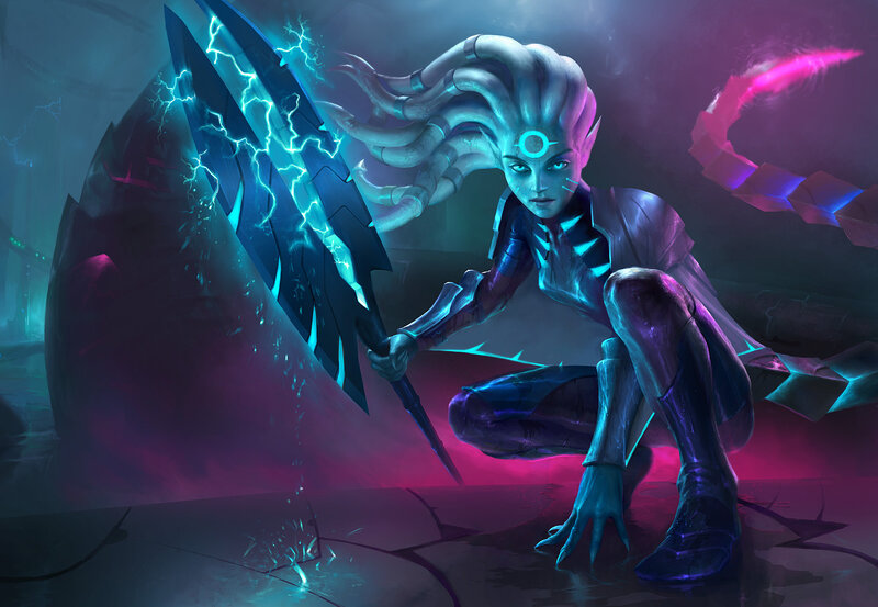 Female Character with Lightning Weapon