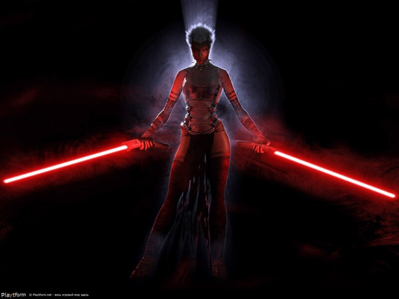 Female Character with Lightsabers — Red